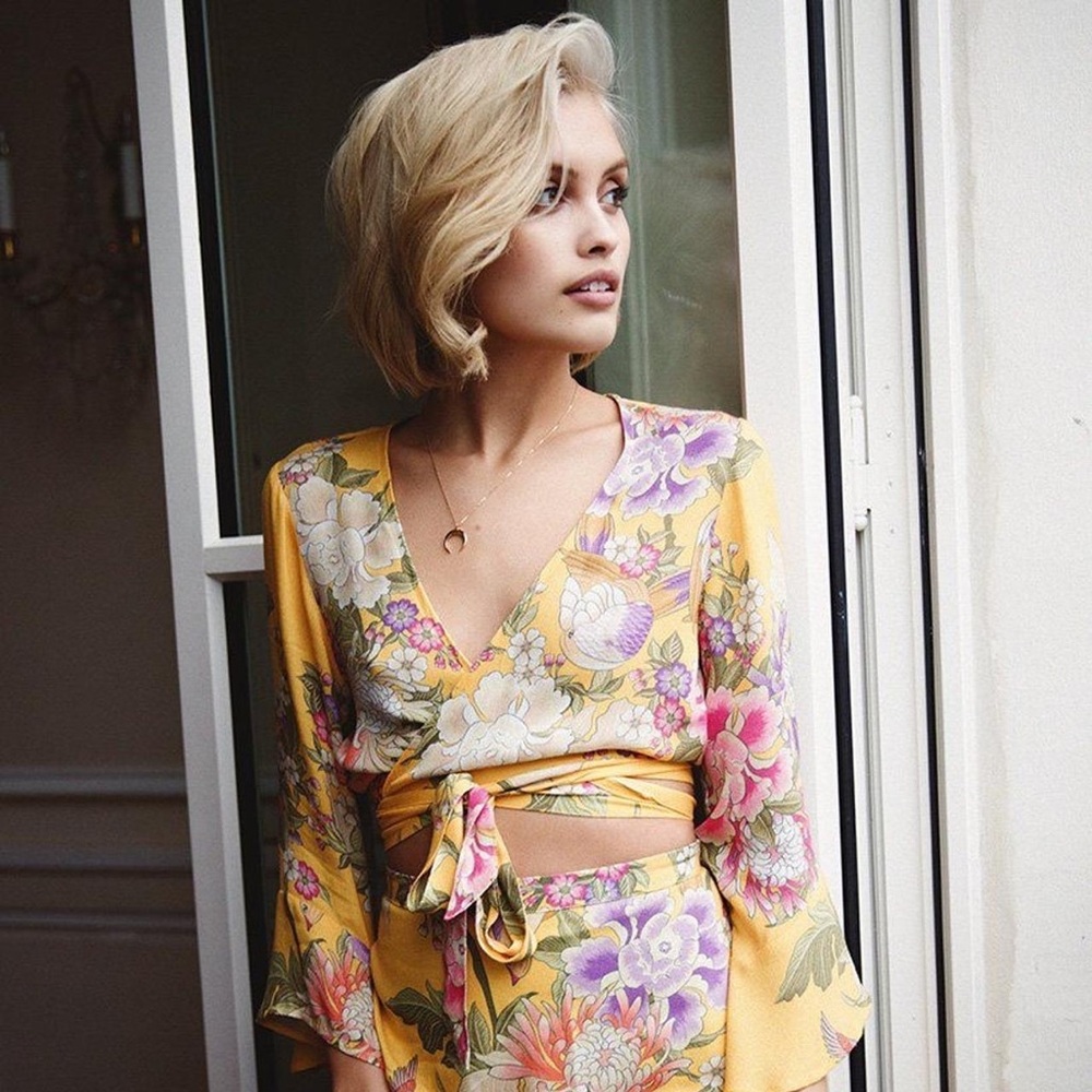 SPELL Blue Skies Wrap Top - S